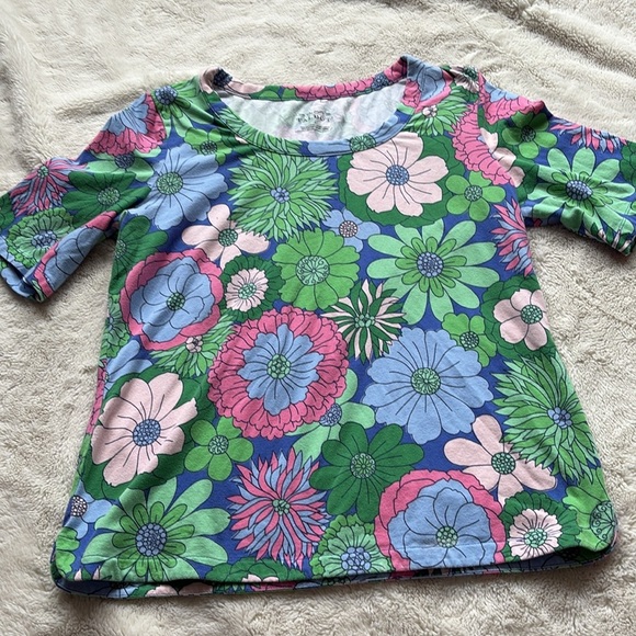 Talbots Floral Cotton Top – Size L | 95% Cotton | Vibrant Blooms | - Picture 1 of 7